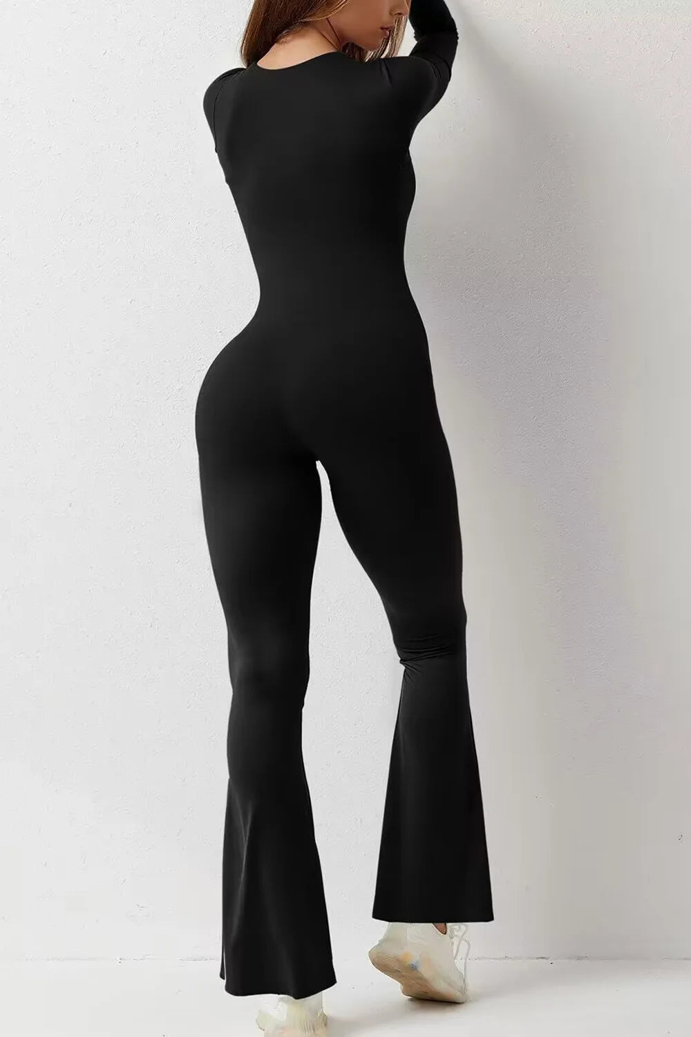 Flared leg slimming jump suit