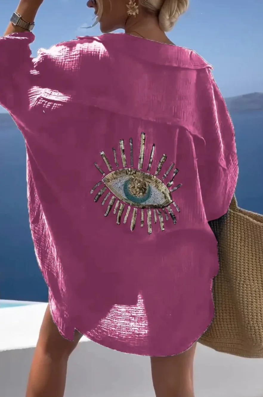 Eye detailed over size shirt