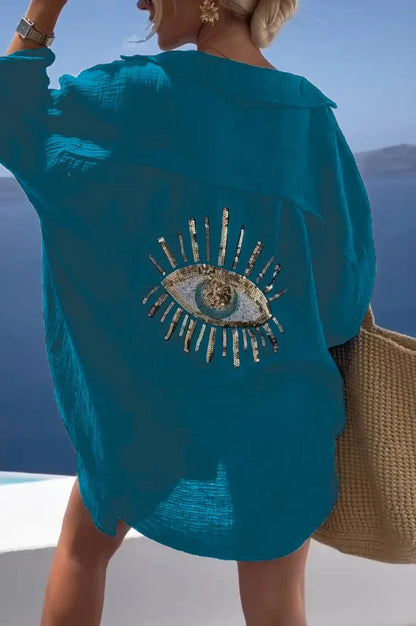 Eye detailed over size shirt