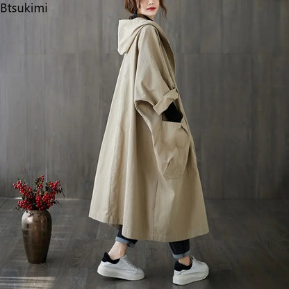 New 2024 hooded trench coat