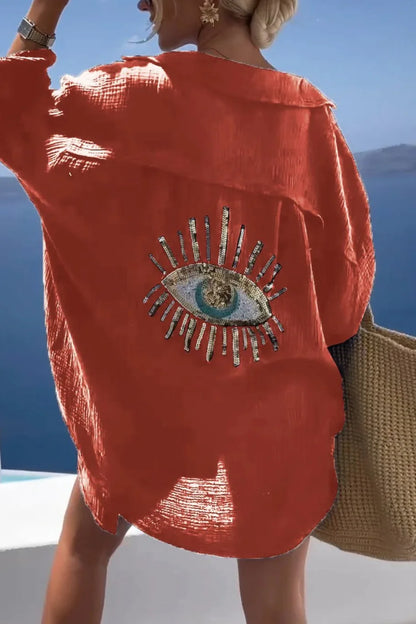 Eye detailed over size shirt