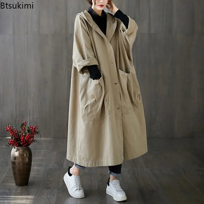 New 2024 hooded trench coat