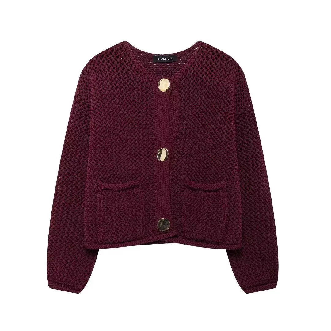 Gold button jumper cardigan