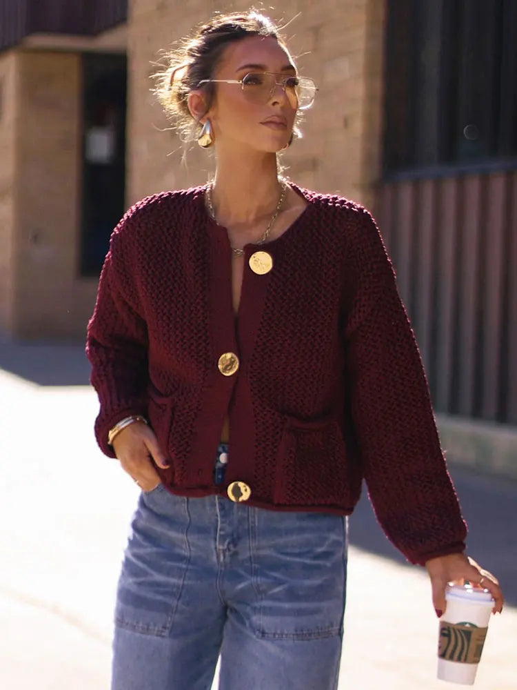 Gold button jumper cardigan